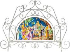 Parafiamma in vetro colorato raffigurante la Nativit&agrave;