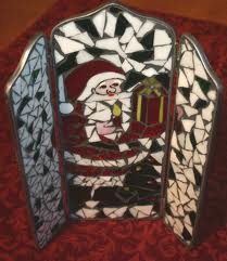Parafiamma in vetro colorato raffigurante Babbo Natale